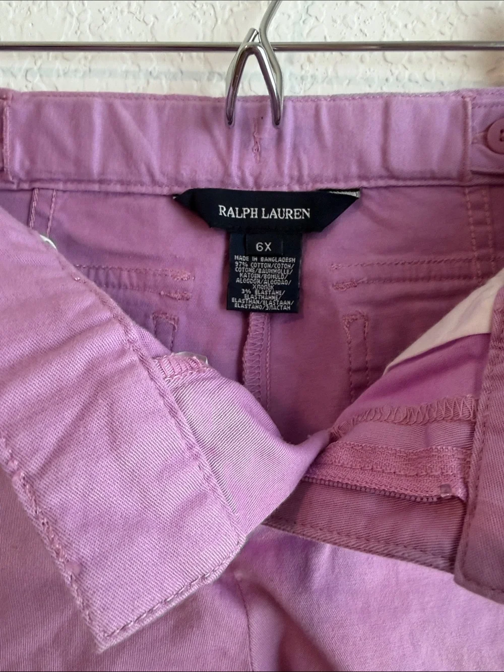 Girl's Ralph Lauren Lilac Button-Waist Bermuda Cotton Shorts